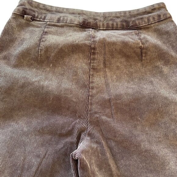 Womens Medium Brown Corduroy Wide Bell Bottom Flare Stretch Pull Ons 90s - Picture 11 of 13